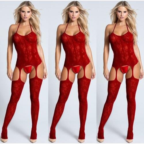 Plus Size Bodysuit Lingerie Sexy Lenceria Mujer Crotchless Women Sequined Fishnet Bodystockings Babydoll Costumes Porno