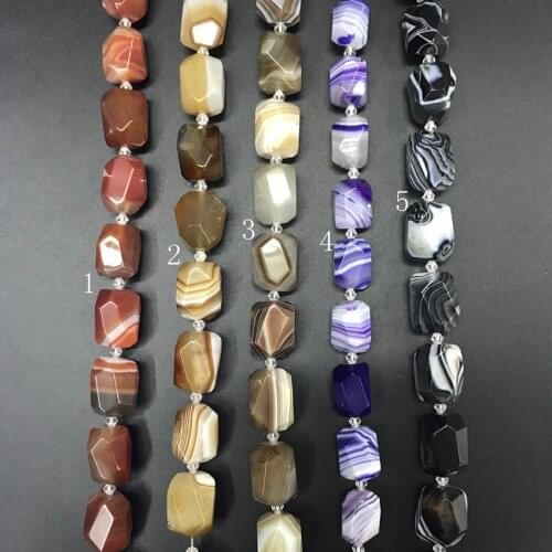 15-16pcs/strand,5 Color Choice Faceted Nuggets Natural Stripe Agates Loose Beads,Onxy Stone Gems Slice Pendants Jewelry Making