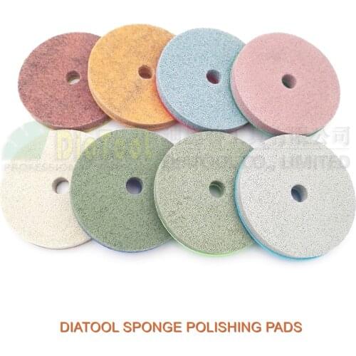 DIATOOL 8pcs/pk 4inch Diamond Sponge Polishing Pads For Soft Stone Marble Artificial Stone Dia 100mm Workable Thickness 10mm