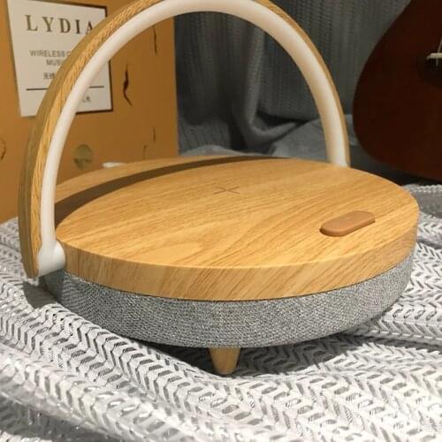 Multifunctional LED Table Lamp Modern Minimalist Style Night Light with 5W Wireless Charger and Bluetooth Audio Phone Holder