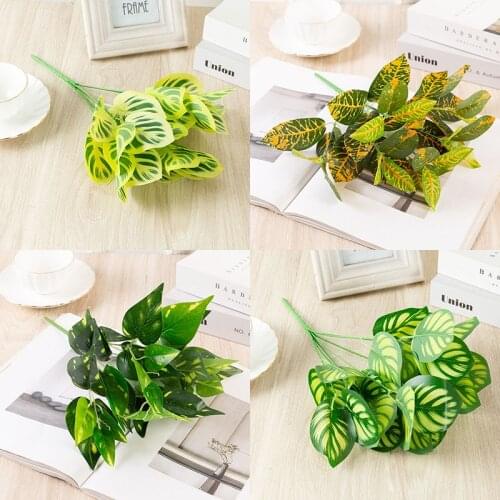 Artificial Plants Green Grass Plastic Flower For Home Garden Decor Fake Leaf Plant Plastic Grass Simulation Leaves Green Plants