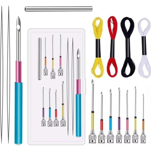 KAOBUY 15PCS Felting Punch Needles Embroidery Stitching Punch Needle Knitting Needle Handmaking Sewing With 4 Colors Thread