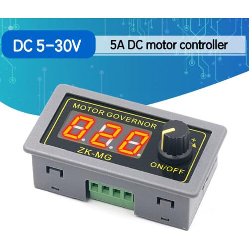 DC 5-30V 12v 24v 5A DC Motor Controller PWM Adjustable Speed Digital display encoder duty ratio frequency MAX 15A ZK-MG