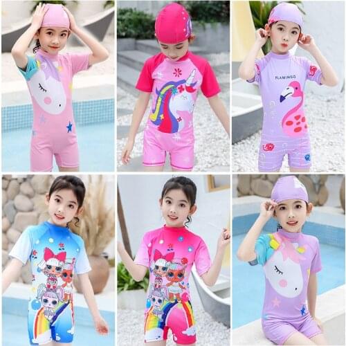 Girls Surfing Suit 2021 New Swimwear Cartoon Princess Baby Swimsuit Korean Version of Children Swim One- Piece Suits