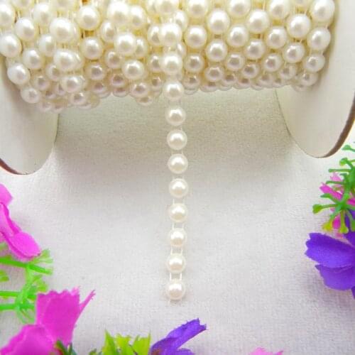 4mm 6mm Round shape lastic base Pearl string banding applique Sew On glue on garments shoes hat handicraft diy trim accessories