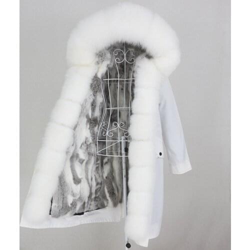 MENINA BONITA Real Fur Coat X-long Waterproof Parka Winter Jacket Women Natural Raccoon Fox Fur Hood Rabbit Liner Detachable