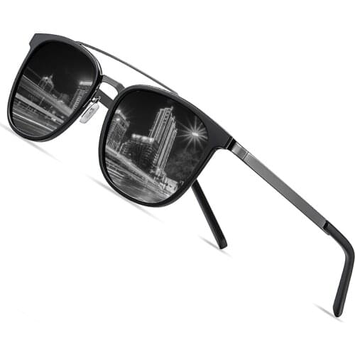 AOFLY Brand Design Polarized Sunglasses For Men Fashionable Square Anti-glare Womens Sun Glasses Alloy Frame Shadows Male UV400