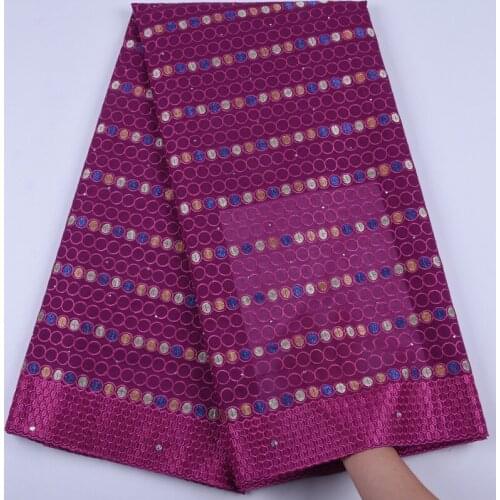 Latest Style Swiss Voile Lace In Switzerland Fuchsia African Swiss Cotton Lace Fabric With Stones For Nigerian Every Dress F1698