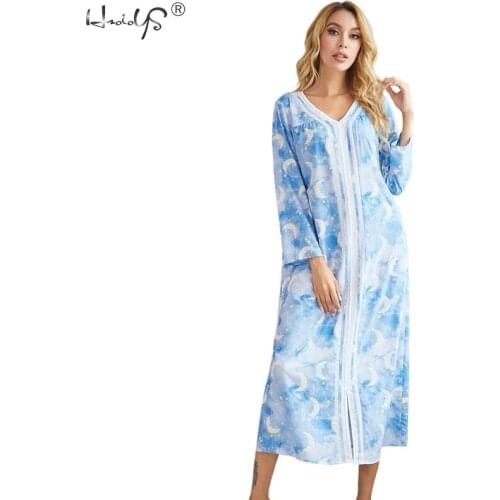 New Spring Nightdress Women Long Sleeve Print sexy Nightgown Homewear Lady Princess Sleepwear Sleepdress For Women