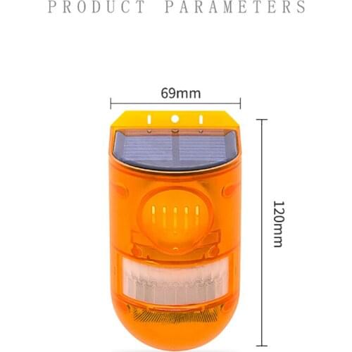 Orange Functional 129 Db Automatic ABS IP65 PIR Motion Sensor Solar Alarm For Farm Home Security