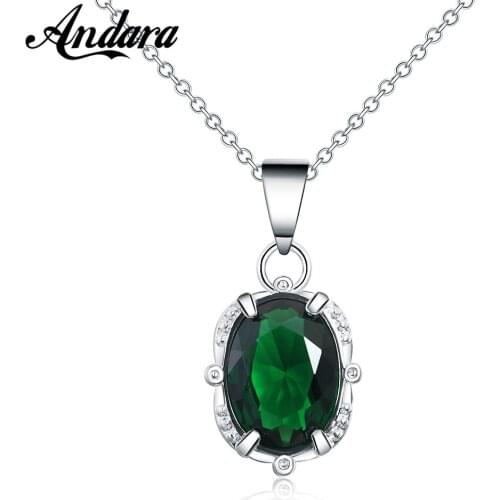 925 Sterling Silver Necklace Green Zircon Crystal Pendant Necklace For Woman Wedding Wedding Jewelry Gift