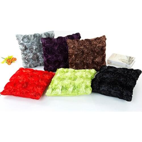 3D Roses Cushion Wedding Decoration Luxury Satin Pillowcase Party Home Decor Sofa Car Waist Pillowcase Gifts 40*40CM