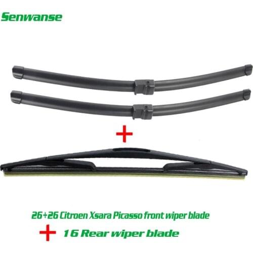 Senwanse Front and rear Wiper Blades For Citroen Xsara Picasso 2005 - 2010 car Windshield Windscreen wiper 26"+26"+16"