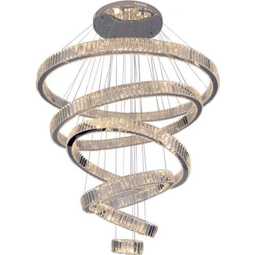 Modern led crystal chandelier living room villa luxury staircase cristal lamp large home decor light fixture with gold/silver