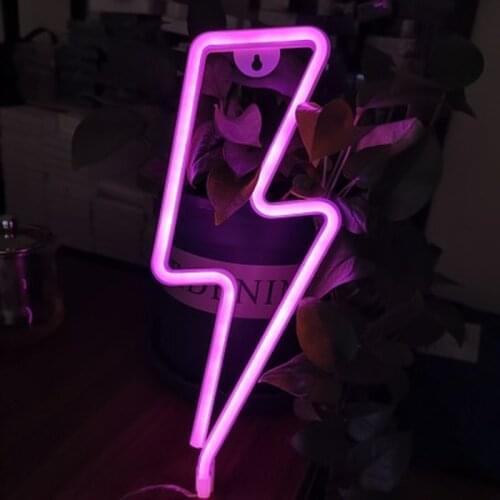 2020 LED Neon Sign Lightning Shaped USB Battery Operated Night Light Decorative Table Lamp For Home Party Living Room decoration