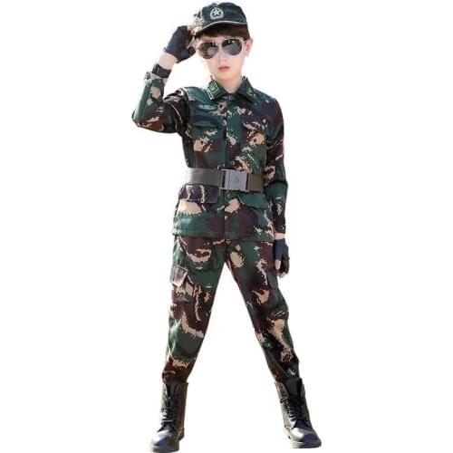 Tactical Military Uniform for Childrens Day Disguise Adult Carnival Halloween Costumes for Kid Girl Scout Boy Soldier Army Suit