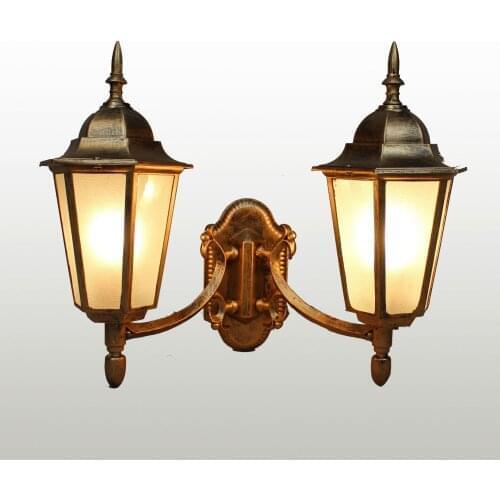 Outdoor Waterproof Double-Head Wall Lamp Courtyard Balcony Wall Lamp Outdoor Garden Gate Stone Pillar Wall Lamp