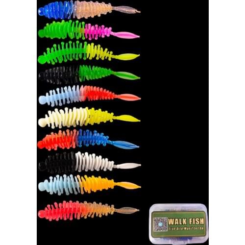 WALK FISH 10pcs 60mm 1.2g Silicone Fishing Soft worm Bait 10 Colors Fishing Lure Artificial Wobblers Attractive Fishing Tackle