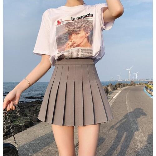 2021 Summer Fashionable Women Pleated Skirt High Waist Elastic Head Solid Color Mini Skirt for Summer