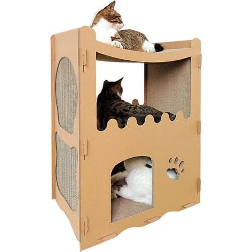 Pet Cat Furniture protector Corrugated Cat Scratcher Cardboard Tower Cat house with Scratching Boards