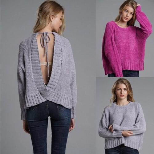 Womens sweater 2021 autumn and winter sets of loose large size open back bat sleeve commuter sweater female hipster sweater