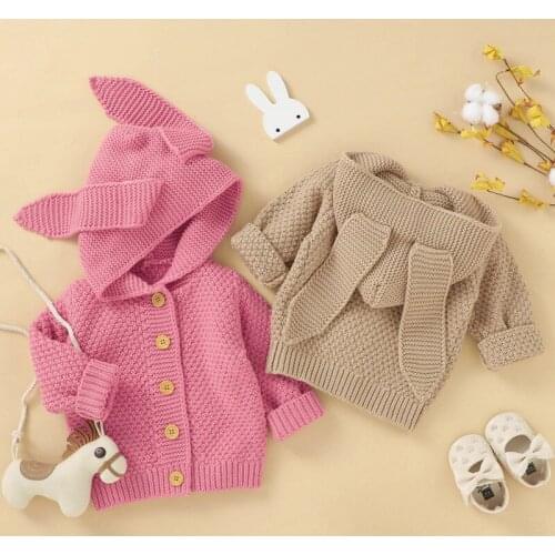 0-24M Winter Warm Newborn Baby Sweater Hood Infant Boys Girl Knitted Cardigan Solid Print Children sweater