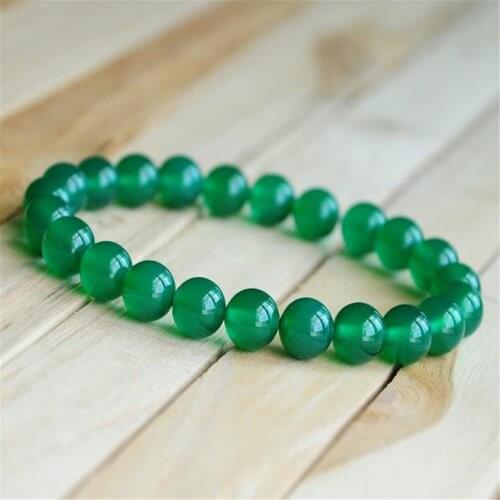 10mm Green Jade Beads Handmade Bracelet 7.5inch Cuff Mala Spirituality Prayer Religious Wrist