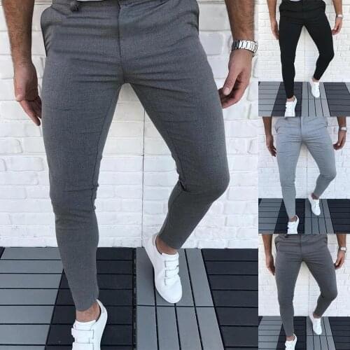 Social Mens Pants Grey Busines Casual Male Pants 2021 Thin Spring Fall Trousers for Man Black Office Dresswear Plus Size