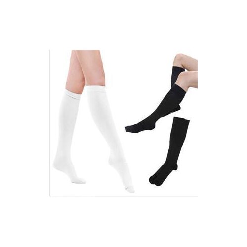 Nylon Blend Knit Thigh Slim High Socks Autumn Warm Fashion Opaque Long Socks White Black