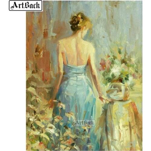 Canvas cross stitch 5d diamond painting sexy woman back oil painting full square / round resin diamond mosaic art