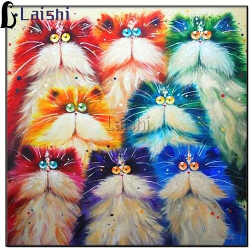 Diamond Embroidery Colorful Cat animal Diamond Painting Picture By Numbers Picture Of Rhinestones For Needlework Mosaic Drawing