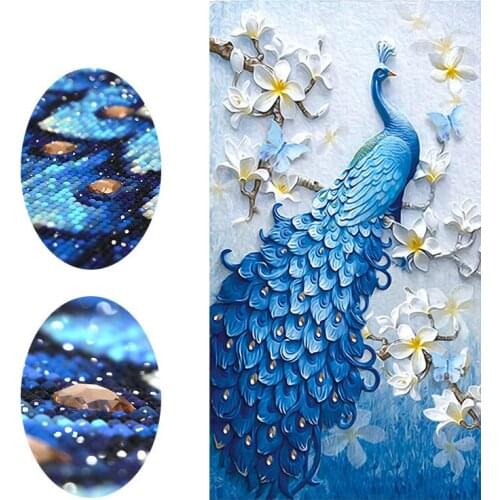 DIY Diamond Painting Elegant Peacock Cross Stitch Art 3D Full Round Embroidery Painting Decor Mosaic Living Room Wall Decorative