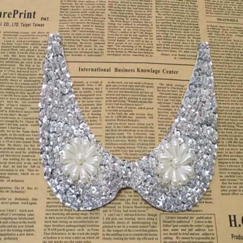 Patches fabric collar Trim Neckline Applique for dress/wedding/shirt/clothing/Sewing flower Floral lace Sequins beads shiny