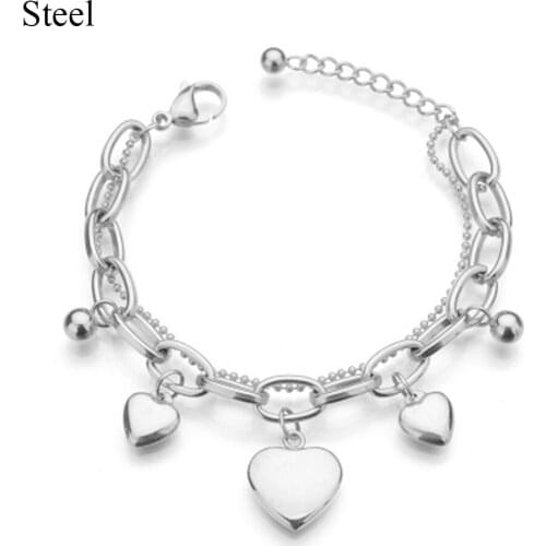 Beadsnice delicate high fashion adjustable heart charm bracelet for girls silver ID41110