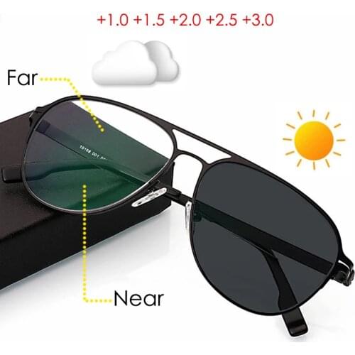 Bifocal Reading Sun Glasses Men Women Sunglasses Metal Frame Anti UV Presbyopia Glasses Multifocal with Diopter 1.0 To 4.0