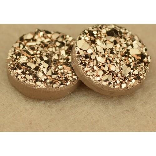 Flat Back Cluster Crystal Rose Glod Natural Agates Druzy Loose Gems Beads Round Shape Stones For Jewelry Accessories Making