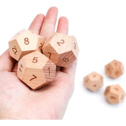 H4GF 2 Piece Solid Wooden Dice 12 Sided Sculpture Digital Dice for Club/party/family DIY Games Accessories 30mm