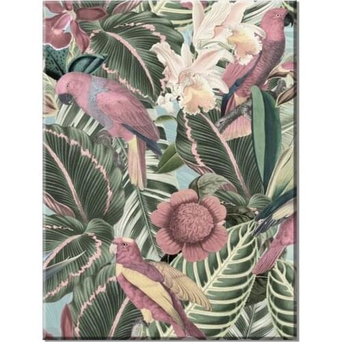 Hd Prints Summer Garden Pictures Wall Artwork Retro Home Decor Red Birds Modular Tropical Jungle Painting Canvas Poster Bedroom