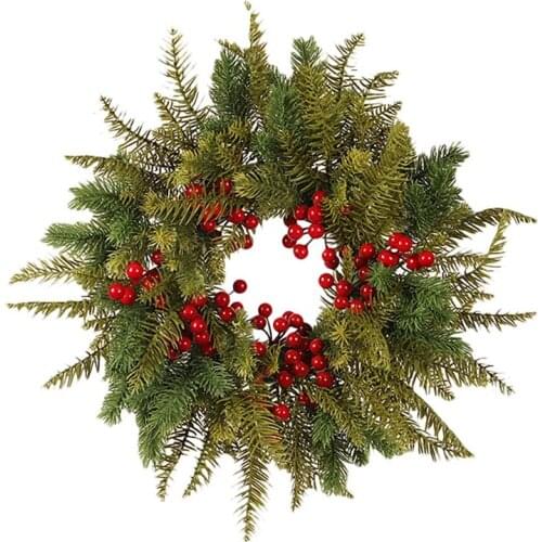 Artificial Pine Wreath with Berry for Front Door Wall Window Fireplace Farmhouse Home Christmas Decoration