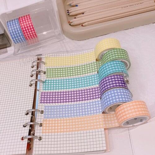 1Pcs Creative Grid Washi Tape Japanese Paper Masking Tape Adhesive Tapes Decorative Stationery Tapes
