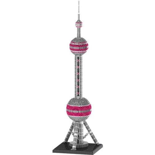World Architecture Oriental Pearl Radio TV Tower Model DIY Mini Diamond Blocks Brick Building Toy for Children