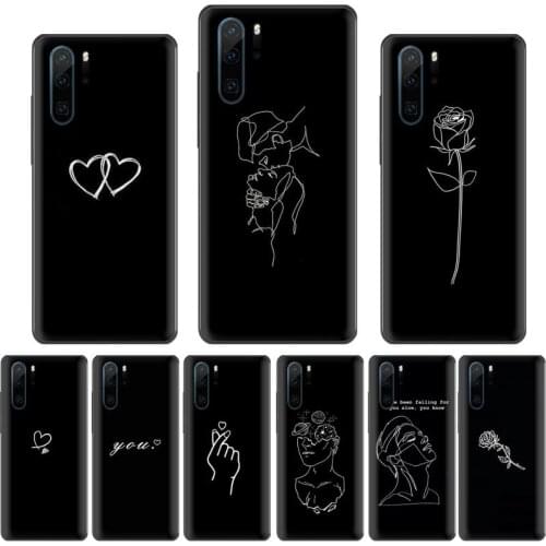 Line Art Poster flower love Soft Rubber Phone Cover Funda For Huawei P9 P10 P20 P30 Lite 2016 2017 2019 plus pro P smart