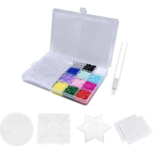 6500Pcs 12 Colors Craft Fuse Beads Kit 3Pcs Pegboards 2Pcs Ironing Paper 1Pcs Tweezer Kids Adults Funny DIY Toys Gifts Handcraft