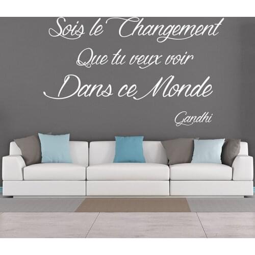 Wall Decal Sois Le Changement - Gandhi French Art New Design House Decor Vinyl Sticker Self-adhesive Murals E418