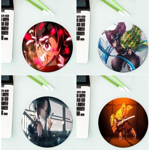 Anime Round Demon Slayer Small Mouse Pad Mouse Game Anti-Slip Laptop PC Mice Pad Mat rug Keyboard laptops computer accessories