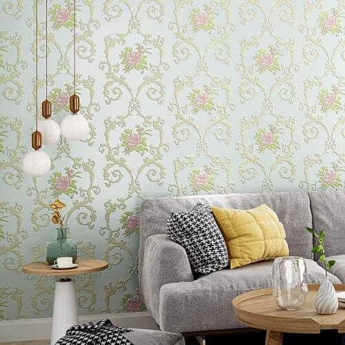 Sweet Beautiful Flowers Wallpaper 3d Embossed Non-woven Wallpapers Bedroom Decor Papier Peint Mural Adhesive Contact Paper QZ087