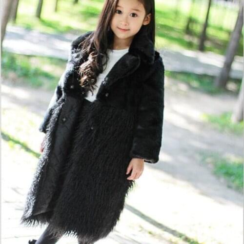 Childrens Clothing Autumn And Winter Girls Faux Fur Coat Long Big Boy Korean Windbreaker Turn Down Collar Jacket