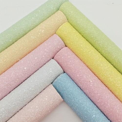 Pastel Colors Glitter Faux Vinyl Fabric with Felt Backing Glitter Leather Sheets For Earrings Bow Accessories DIY 21X29CM GM2214