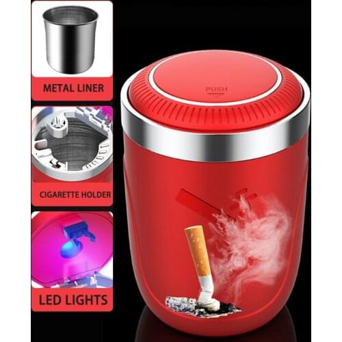 Car Ashtray Portable LED Light Cigarette Smoke Ashes Holder for Car Flame Retardant High Quality Ash tray Car Accessories