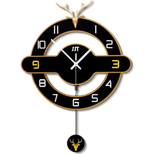 Hot Creative Deer Head Wall Clock Home Decor Art Clocks Nordic Silent Pendulum Clocks Modern Design Living Room Brass Wall Clock